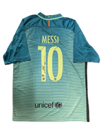 Load image into Gallery viewer, Lionel Messi – FC Barcelona 2016 Teal Away Autographed Jersey