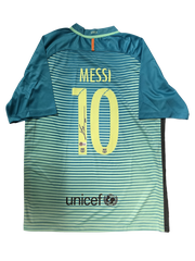 Lionel Messi – FC Barcelona 2016 Teal Away Autographed Jersey