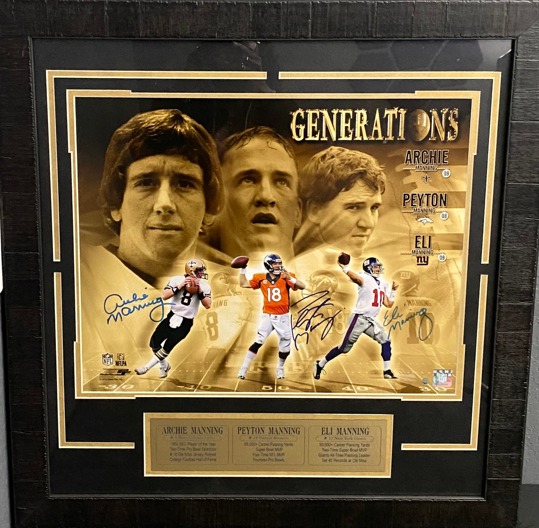 Manning Generations - Archie - Peyton - Eli - Autographed Framed Photo