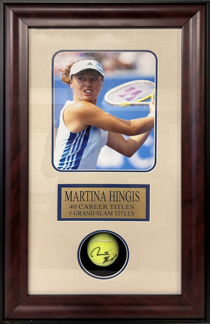 Martina Hingis Autographed Tennis Ball in Shadowbox