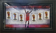 Michael Jordan - Chicago Bulls - Autographed Framed Photo with Championship Banner Patches