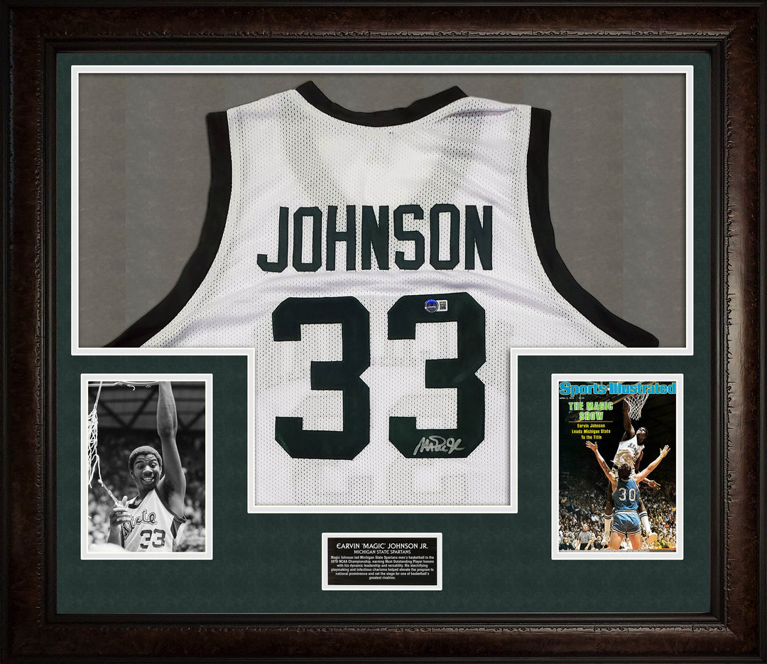 Magic Johnson – Michigan State Spartans – Autographed Framed Jersey