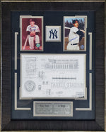 Load image into Gallery viewer, Mickey Mantle &amp; Joe DiMaggio - New York Yankees - Autographed Framed Photo with Yankee Stadium Replica Blueprint
