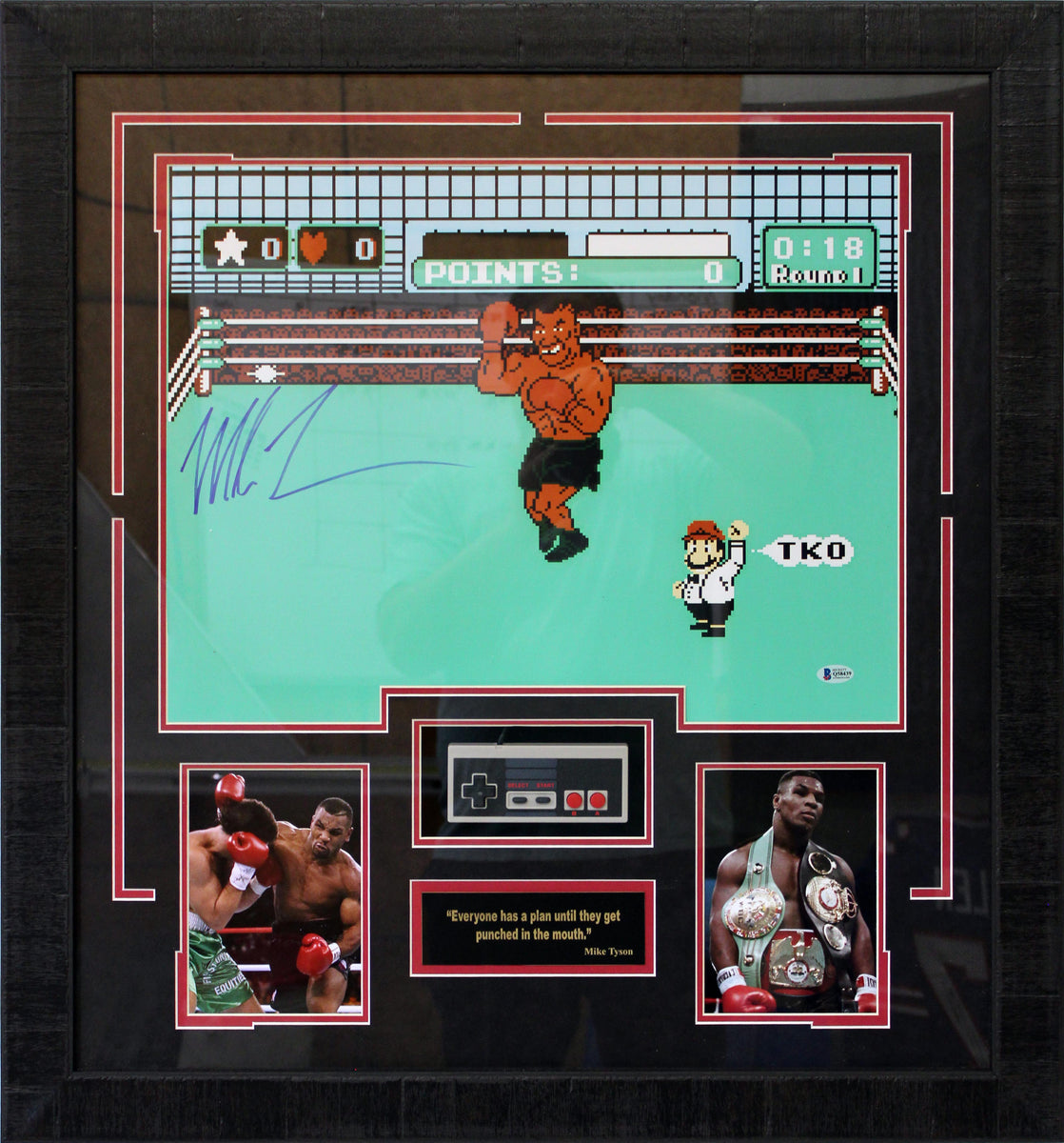 Mike Tyson Punch Out with Nintendo Controler - Autographed Framed Phot
