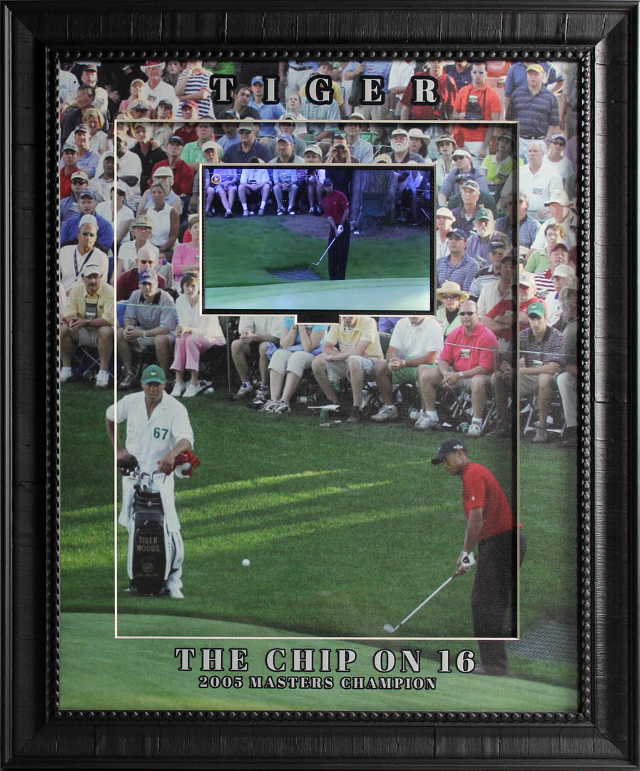 Tiger Woods - 2005 Masters - Tiger's Chip on 16 - Framed Video