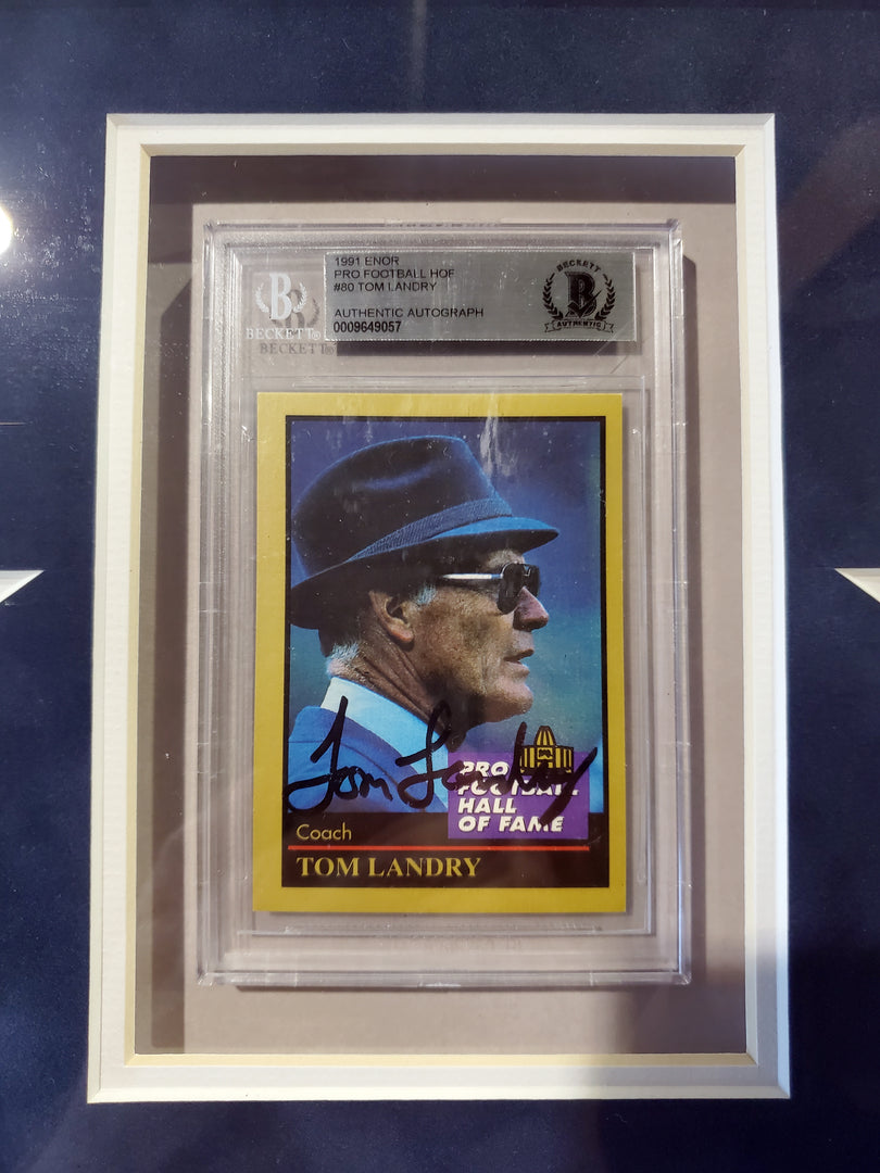 Tom Landry - Dallas Cowboys - Autographed Card Framed Photo