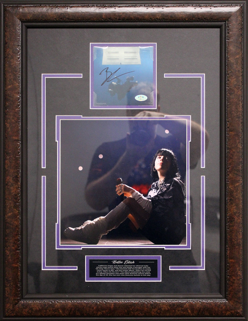 Billie Eilish – Framed Photo with Autographed Hit Me Hard and Soft CD Cover