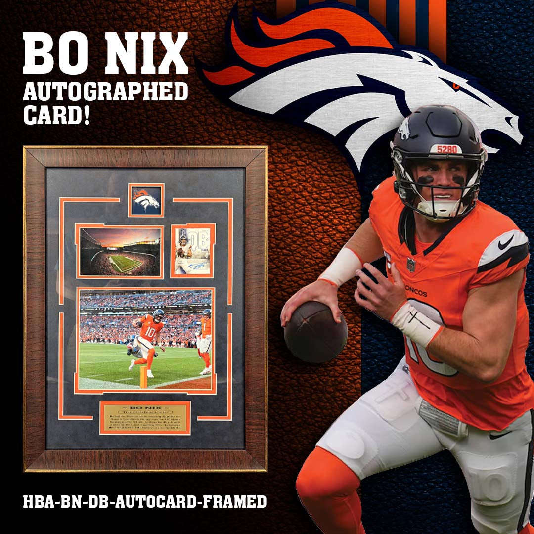 Bo Nix - Denver Broncos - Autographed Card - Framed