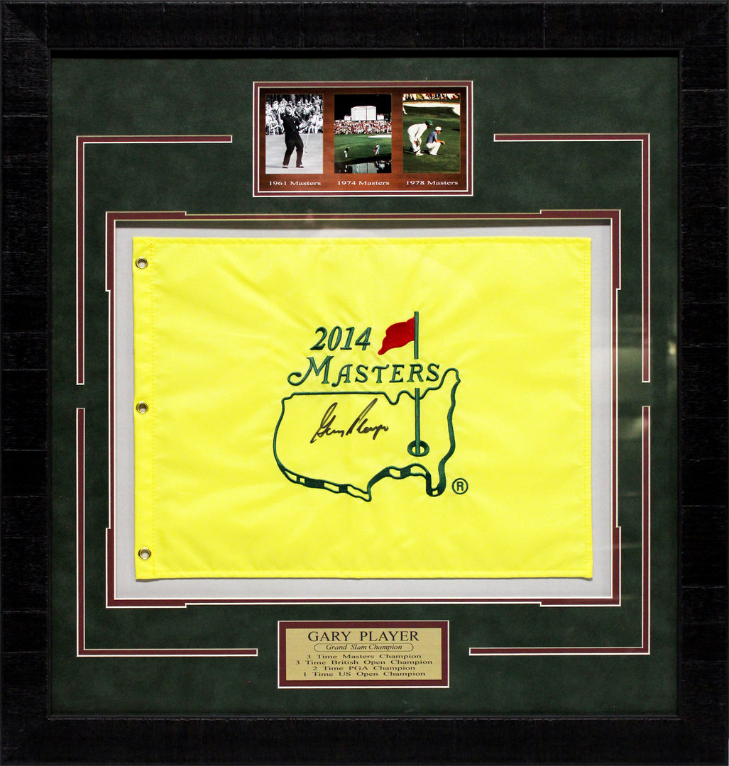 Gary Player - Autographed 2014 Masters Flag- Framed