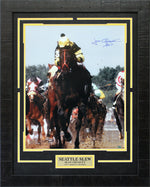 Load image into Gallery viewer, Jean Cruguet - Seattle Slew - 1977 Triple Crown - Autographed Framed Photo
