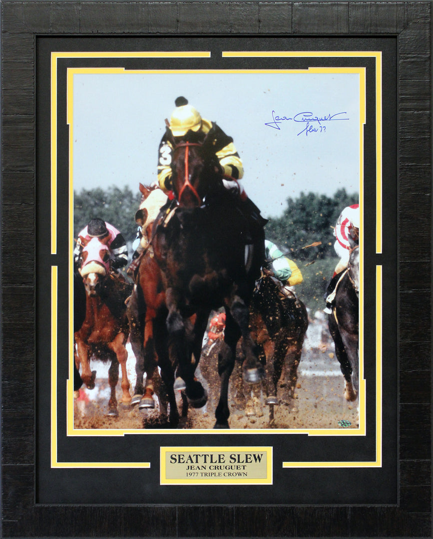 Jean Cruguet - Seattle Slew - 1977 Triple Crown - Autographed Framed Photo