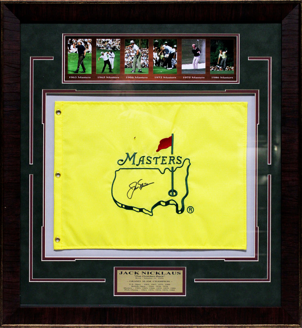 Jack Nicklaus - Autographed Masters Pin Flag - Framed