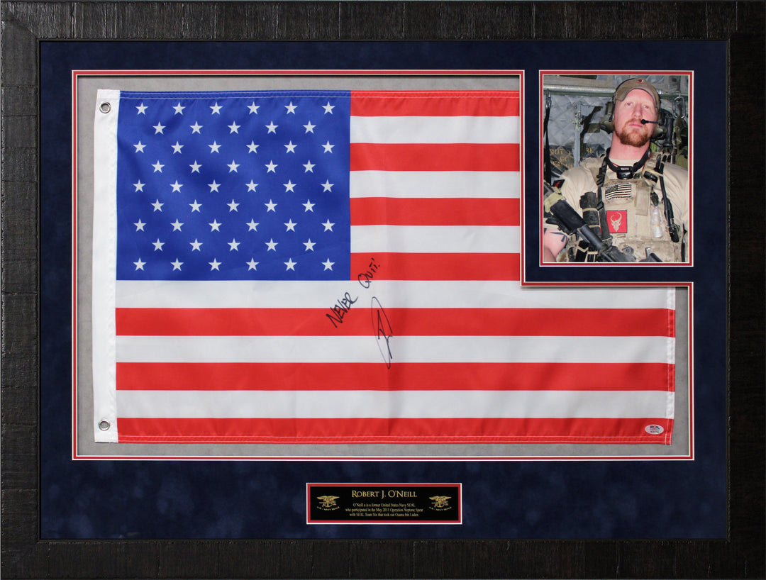 Robert J. O'Neill - Seal Team  Six - Autographed Framed Flag - SOLD!