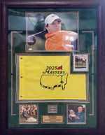Load image into Gallery viewer, Rory McIlroy – Framed Autographed Photo with 2025 Masters Pin Flag
