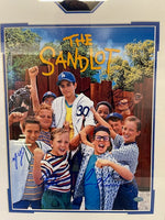 Load image into Gallery viewer, The Sandlot – Cast Autographed Photo Shadowbox with Rustic Facsimile Babe Ruth Baseball

