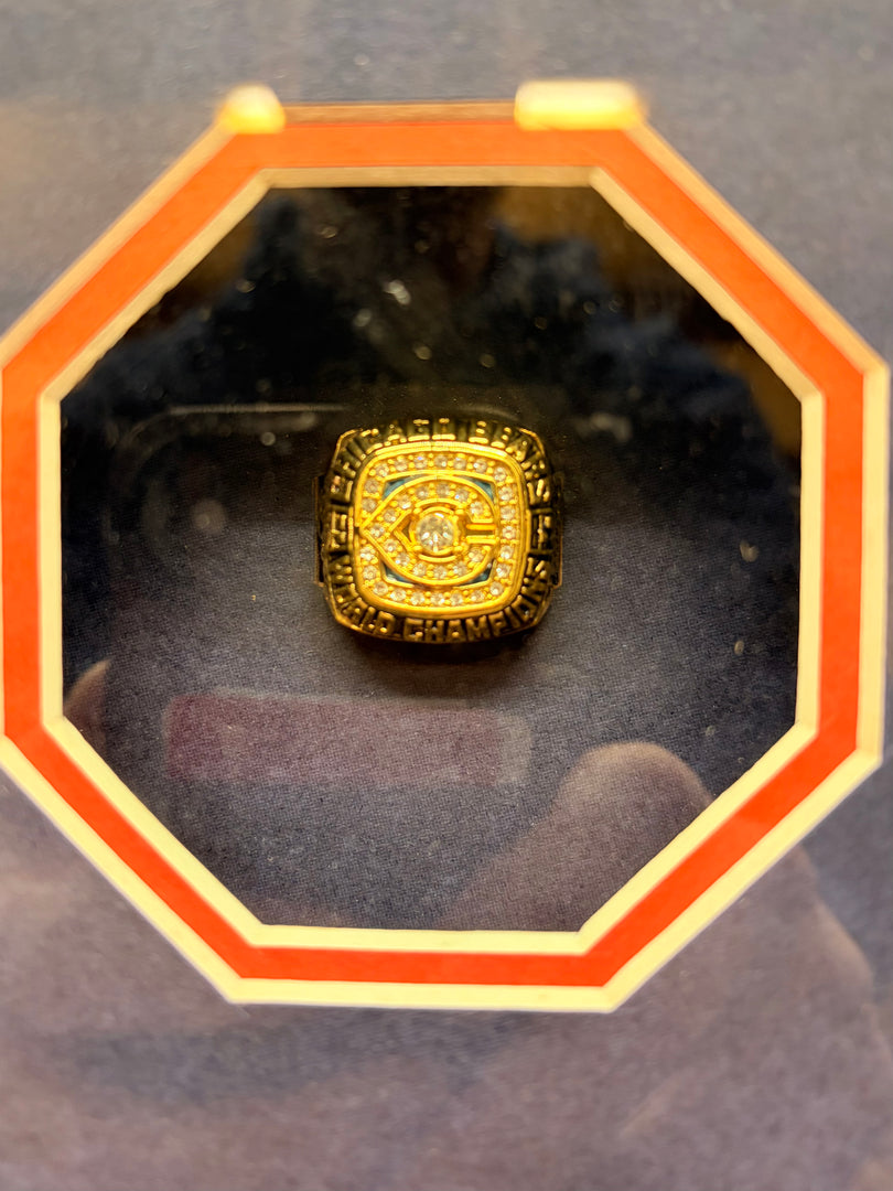 Walter Payton – Chicago Bears – Autographed Framed Photo with Super Bowl XX Ticket &amp; Championship Ring