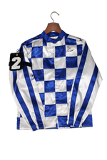 Load image into Gallery viewer, Ron Turcotte – Autographed Silk Jockey Jersey – Hinged Shadowbox Display with Race Dirt &amp; Video Screen