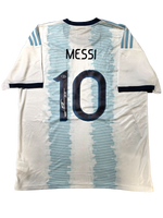 Load image into Gallery viewer, Lionel Messi Autographed Framed Jersey with Collectible GRF Cards