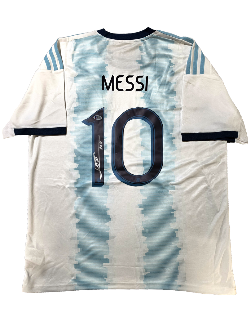 Lionel Messi Autographed Framed Jersey with Collectible GRF Cards