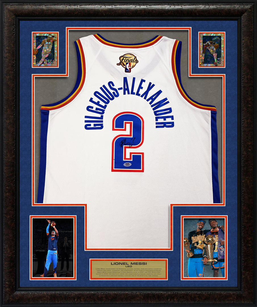Shai Gilgeous-Alexander - Oklahoma City Thunder - Autographed Frame White Jersey with Gold Refractor Cards