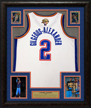 Shai Gilgeous-Alexander - Oklahoma City Thunder - Autographed Frame White Jersey with Gold Refractor Cards