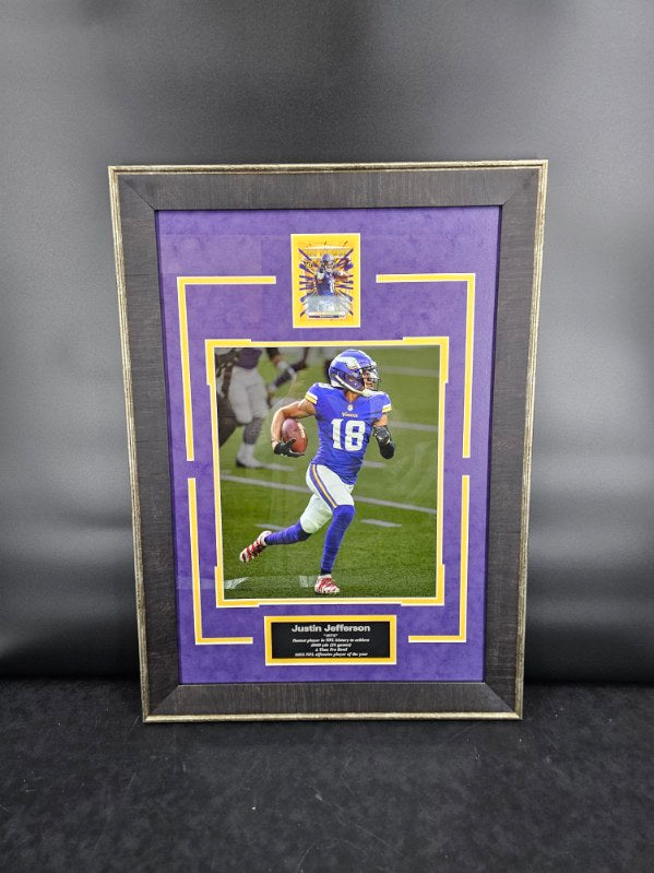 Justin Jefferson - Minnesota Vikings - Autographed Card - Framed Picture