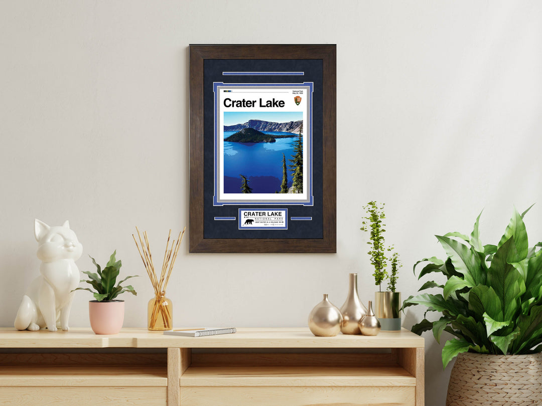 Crater Lake National Park - Mid-Century Art (Blue)