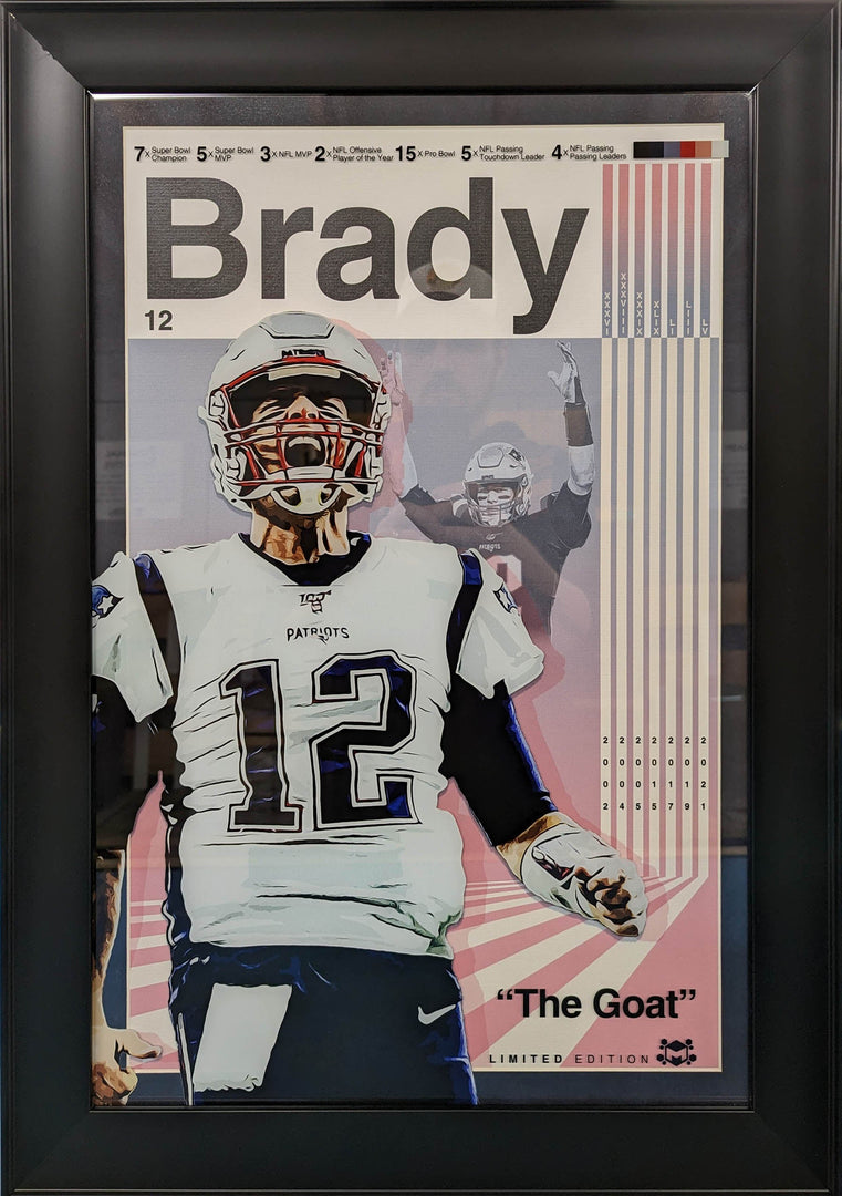 Tom Brady - New England Patriots - Mid-Century Art - Glass Print