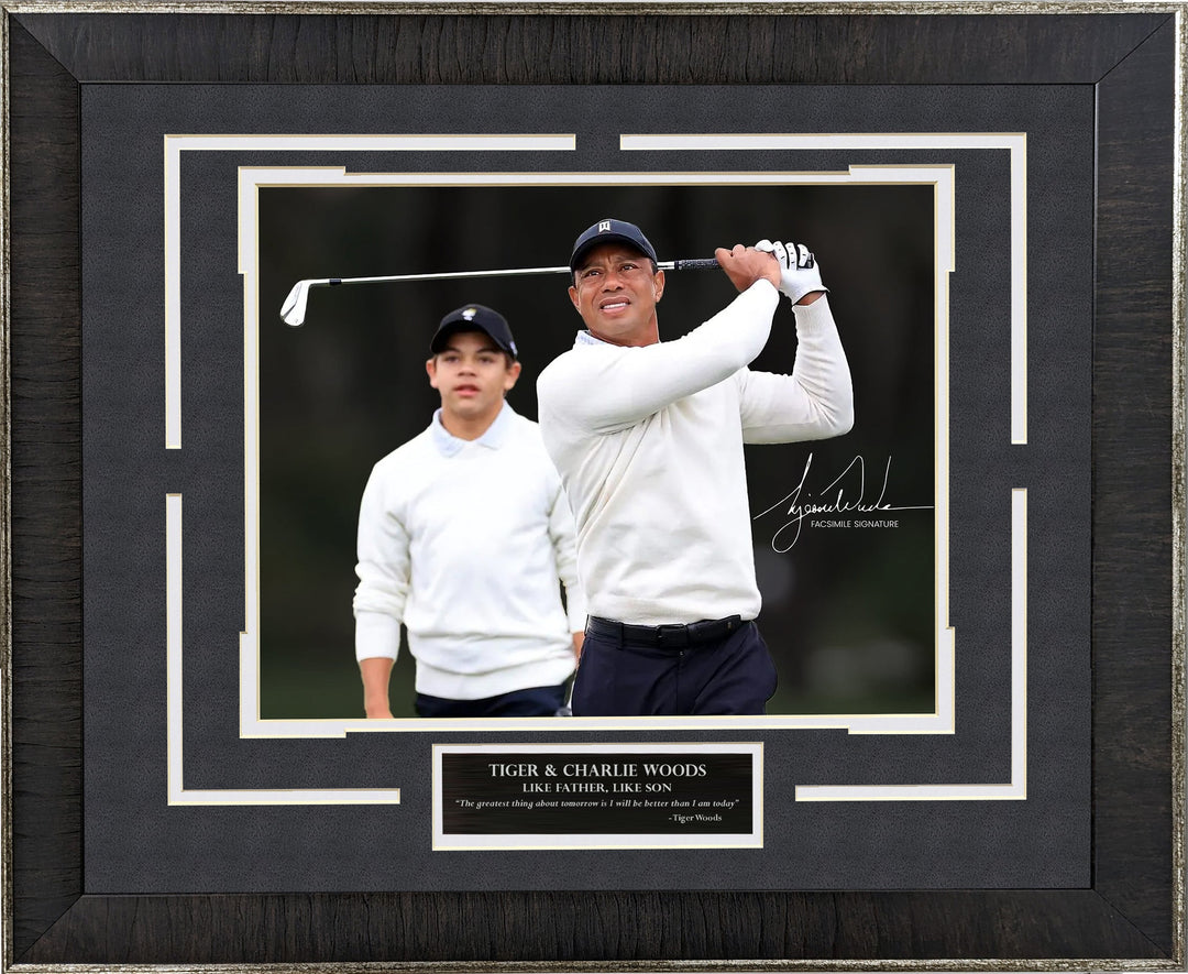 Tiger Woods & Charlie Woods Spotlight with Facsimile Signature