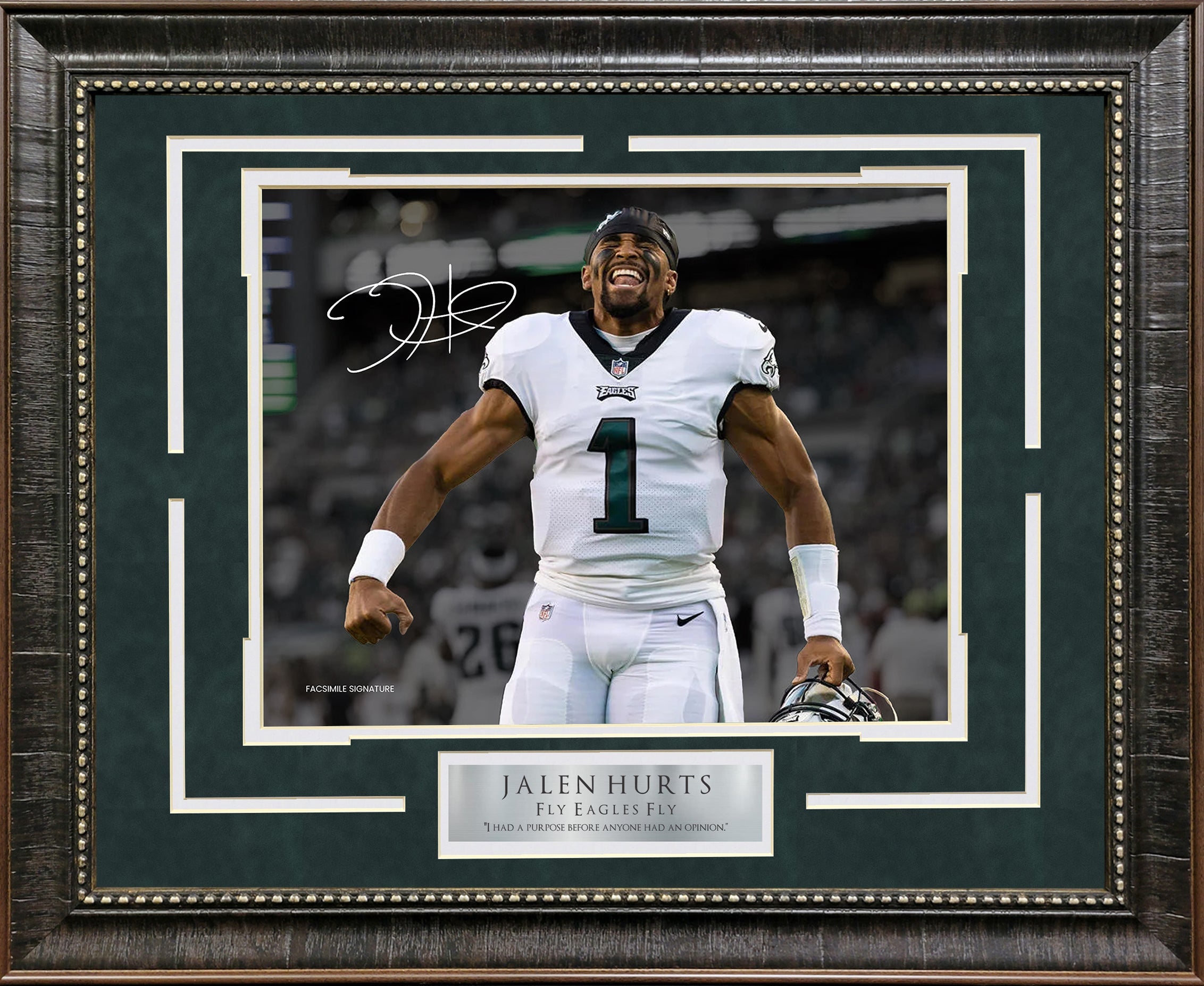 Jalen Hurts - Fly Eagles Fly - Spotlight with Facsimile Signature