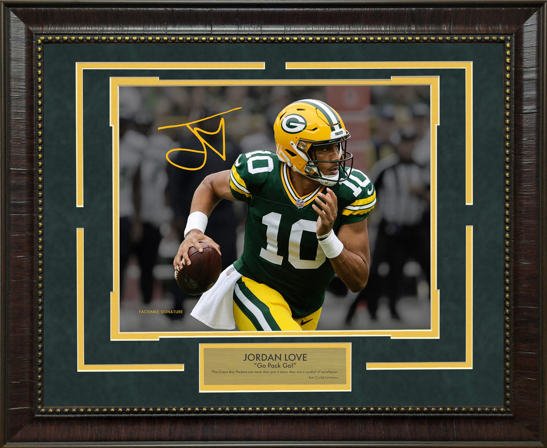 Jordan Love - Go Pack Go - Spotlight with Facsimile Signature